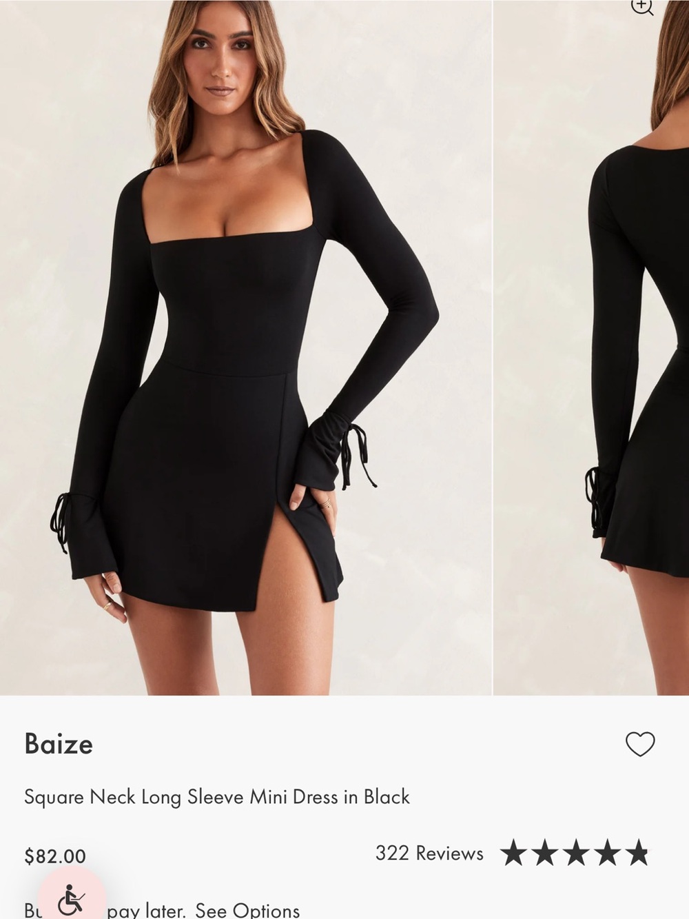 Oh Polly Black Square Neck Long Sleeve Mini Dress